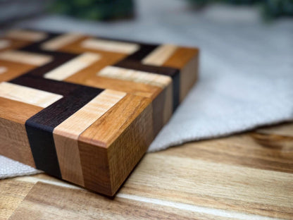 Cherry, Walnut & Maple Cutting Board | 1.5” Thick Butcher Block | Handmade Wood Kitchen Board | Quality Hardwood Cutting Board
