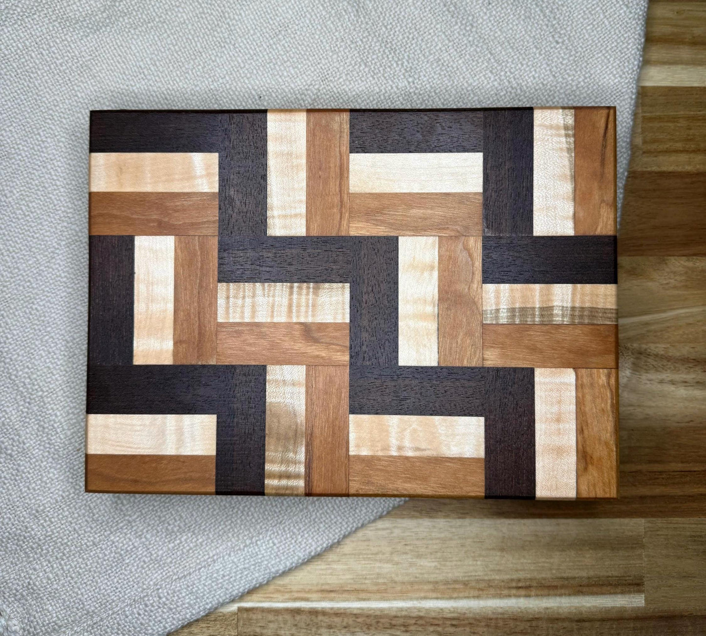 Cherry, Walnut & Maple Cutting Board | 1.5” Thick Butcher Block | Handmade Wood Kitchen Board | Quality Hardwood Cutting Board