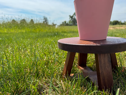Handcrafted Walnut Plant Stand – Solid Wood Round Riser for Indoor Plants, Decor, or Display