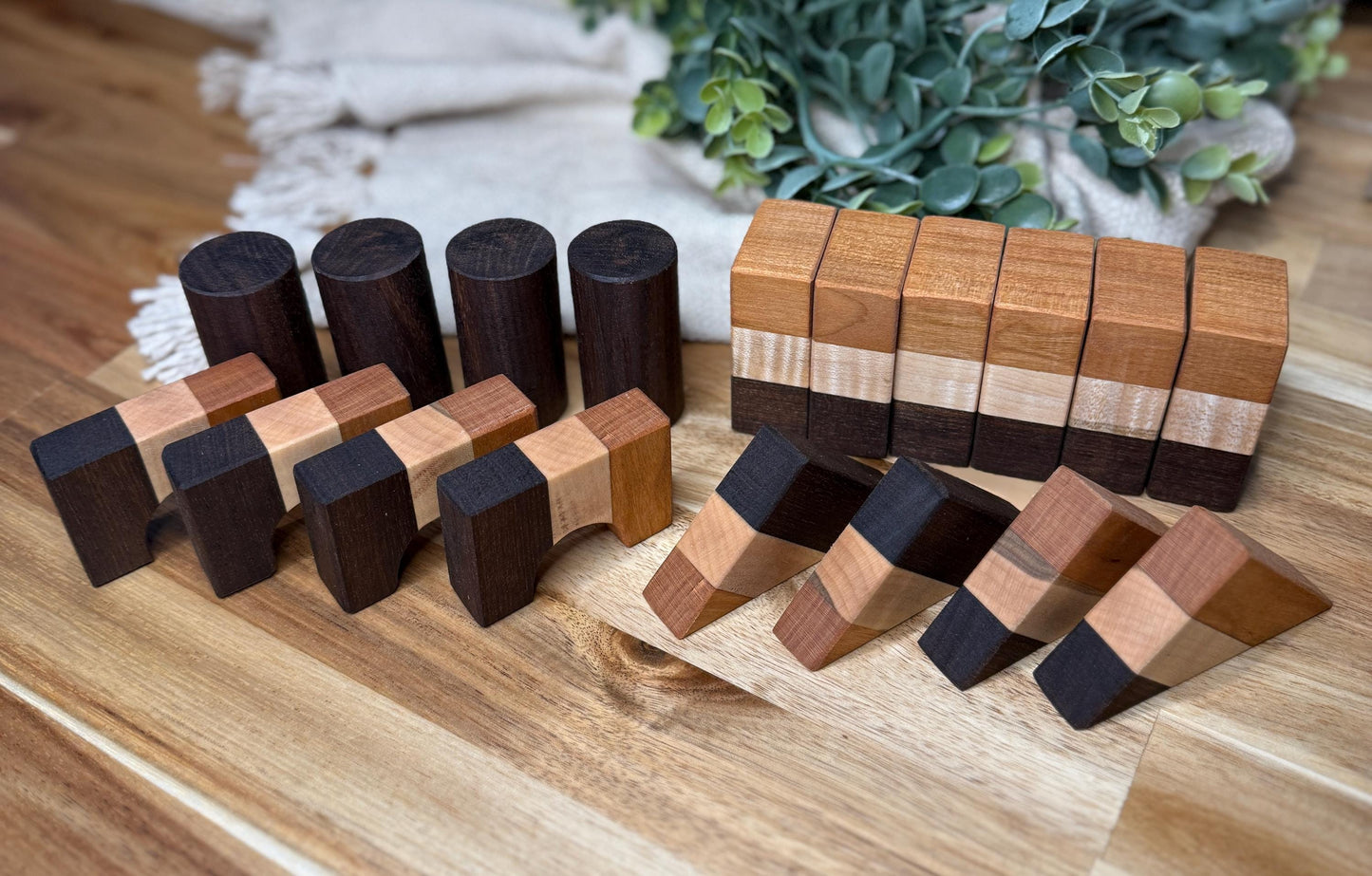 Handmade Heirloom Building Blocks - Natural Hardwood Block Set for Kids & Toddlers