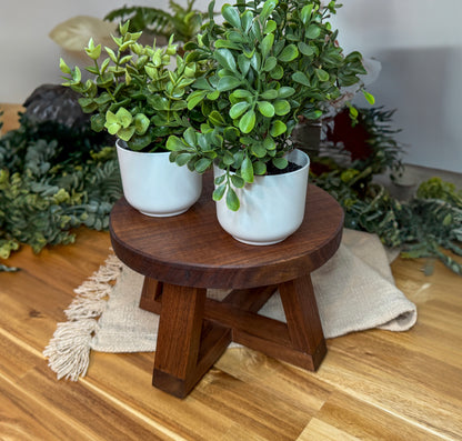 Handcrafted Walnut Plant Stand – Solid Wood Round Riser for Indoor Plants, Decor, or Display
