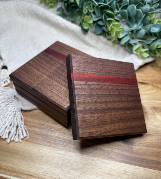 Handcrafted Solid Walnut Coaster - Rustic Hardwood Coaster for Home or Office