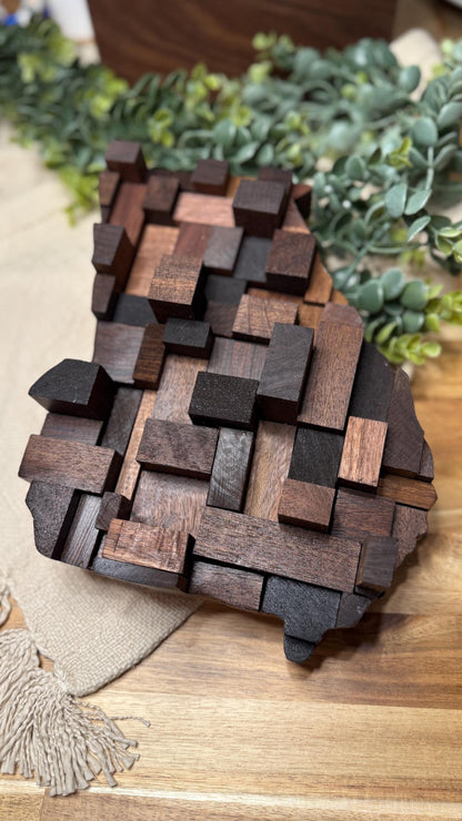 Rustic Wood Scrap State Wall Art – Reclaimed Wood State Shaped Decor – Unfinished Natural Wood Art – Custom U.S. State Gift