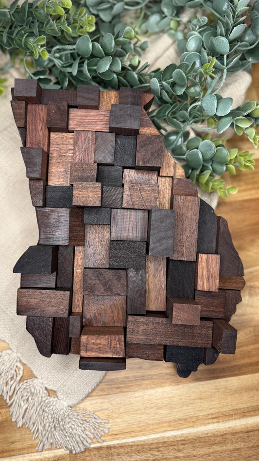 Rustic Wood Scrap State Wall Art – Reclaimed Wood State Shaped Decor – Unfinished Natural Wood Art – Custom U.S. State Gift