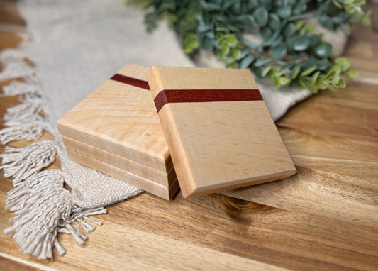 Handcrafted Solid Maple Coaster - Rustic Hardwood Coaster for Home or Office